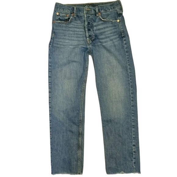 GAP Denim Women's Size 6/28R High Rise Cheeky Straight Button Fly Frayed Hem - Picture 1 of 10